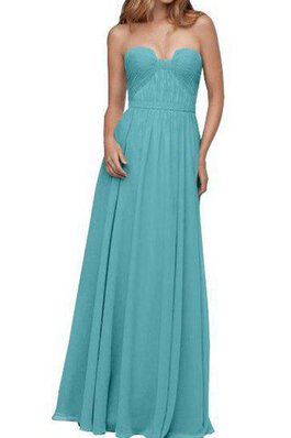 Abito da Damigella A Terra in Chiffon senza spalline A-Line Lungo con Increspato
