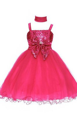 Robe de cortège enfant bretelles spaghetti appliques avec zip en organza avec sans manches