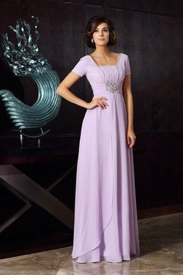 A-Linie Chiffon Perlenbesetztes Bodenlanges Brautmutterkleid mit Rücken Schnürung