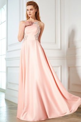 Robe de bal longue avec perle manche nulle ligne a en satin