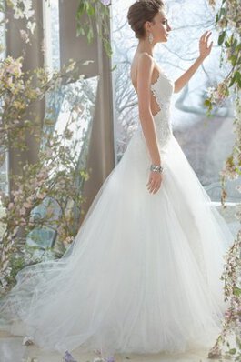 Robe de mariée naturel jusqu'au sol en tulle manche nulle de mode de bal