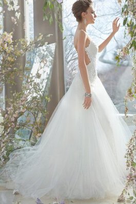Vestido de Novia en Tul de Escote de Tirantes Espaguetis de Hasta el suelo de Sin mangas