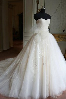 Vestido de Novia en Tul de Espalda con ojo de cerradura de Escote Corazón de Cremallera