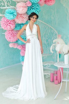 Robe de mariée décontracté de traîne courte de dos nu dos nu avec perle