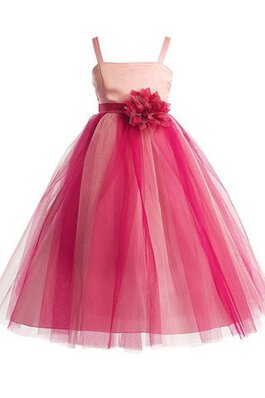 Robe de cortège enfant plissé longueur à cheville avec zip bandouliere spaghetti en tulle