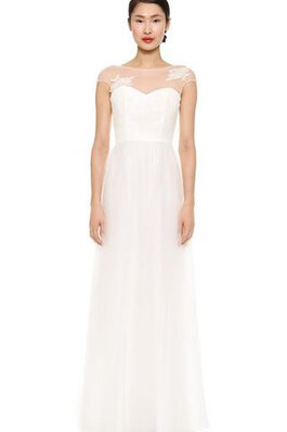 Robe de mariée naturel simple a-ligne col en bateau avec manche courte