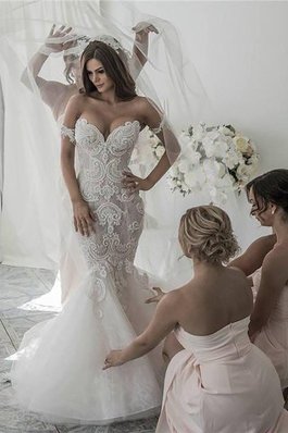 Robe de mariée elégant naturel manche nulle de traîne mi-longue d'epaule ajourée