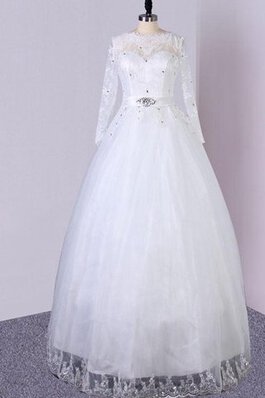 Robe de mariée naturel modeste textile en tulle en tissu pailleté ligne a