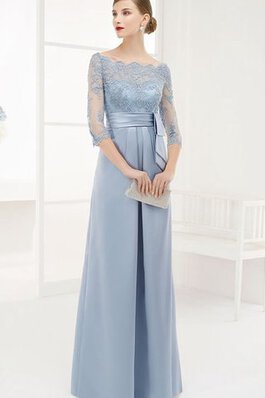 Chiffon halbe Ärmeln A-Linie schlichtes Ballkleid mit Applikation mit Schleife