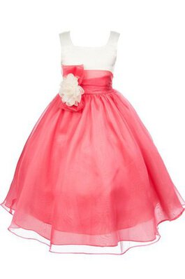 Robe de cortège enfant plissage de tour de ceinture empire a-ligne avec zip textile taffetas