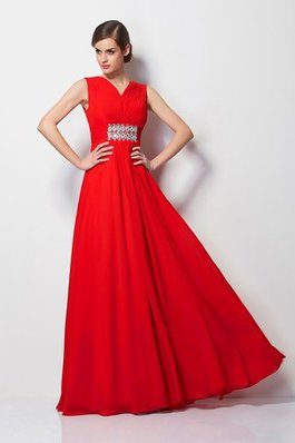 Robe de bal longue de fourreau en chiffon longueru au niveau de sol avec perle