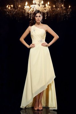 Chiffon Ärmelloses Prinzessin Vorn Kurz Hinten Lang Ballkleid mit Perlen