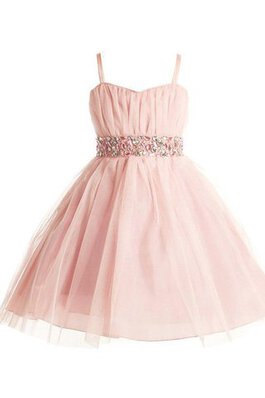 Robe de cortège enfant brillant plissé avec sans manches col en forme de cœur en chiffon