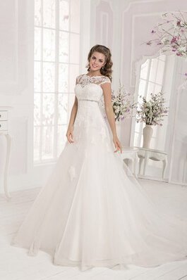 Robe de mariée trou serre longueur au ras du sol en dentelle avec cristal a-ligne