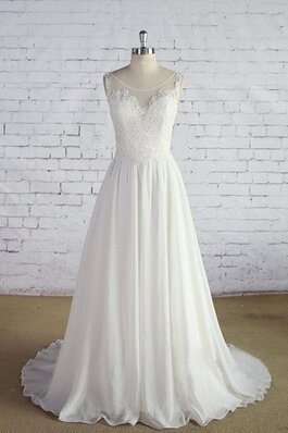 Robe de mariée simple col en bateau longueur au ras du sol en chiffon v col profonde