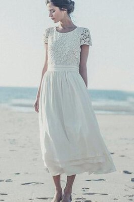 Kurze Ärmeln Juwel Ausschnitt bescheidenes luxus legeres Brautkleid mit gekappten Ärmeln