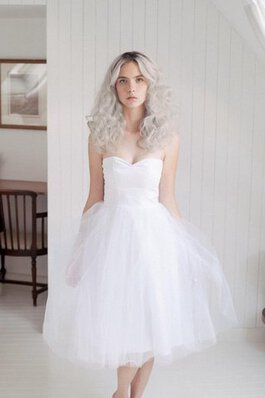 Robe de mariée plissé naturel en tulle ligne a de col en cœur