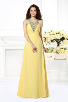 Robe de bal longue impressioé en chiffon de col en v avec perle