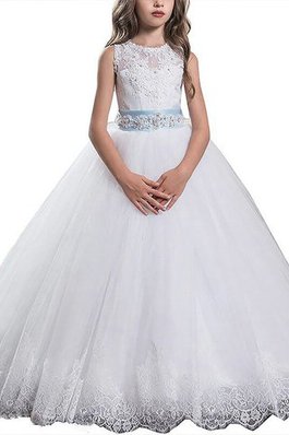 Robe de cortège enfant naturel manche nulle de mode de bal avec fleurs en tulle