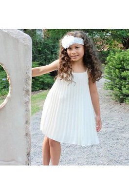 Abito da Cerimonia Bambini in Chiffon al ginocchio Conotta A-Line con Piega con Increspature