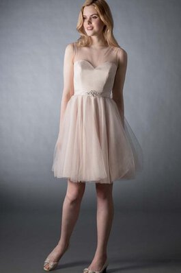 Robe de graduation courte textile en tulle de col en v manche nulle col ras du cou