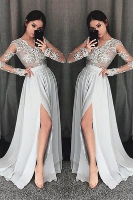 Normale Taille Modisch A-Line Abendkleid mit Bordüre aus Chiffon