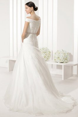 Robe de mariée intemporel solennelle de traîne courte fermeutre eclair avec manche courte