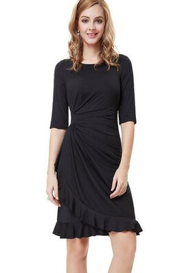 Robe de cocktail naturel ruché col u profond collant en 1/2 manche