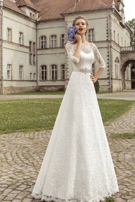 Halbe Ärmeln Spitze luxus Brautkleid mit Gürtel mit Schleife