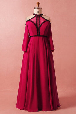 Robe de bal a salle intérieure avec manche longue sucré avec chiffon naturel