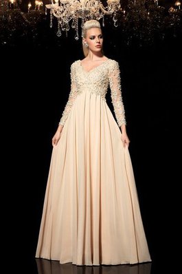 Robe de soirée intemporel longue en chiffon fermeutre eclair a-ligne