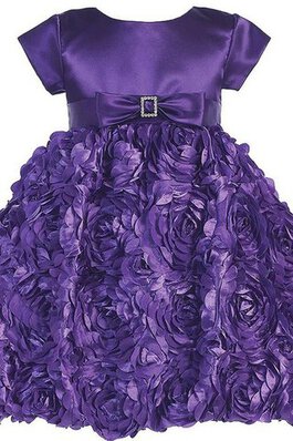 Robe de cortège enfant avec nœud encolure ronde avec fleurs avec manche courte