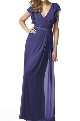 Robe demoiselle d'honneur en chiffon collant v encolure avec sans manches