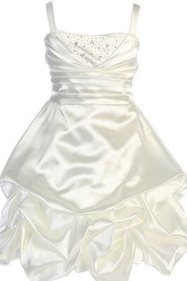 Paillettenbesetztes A-Line Blumenmädchenkleid ohne Ärmeln mit Rüschen