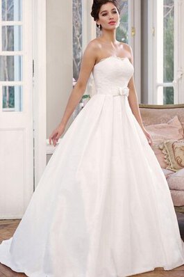 Abito da Sposa A Terra senza strap Allacciato Elegante A-Line con Fiocco