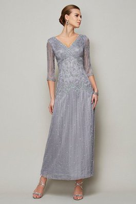 Robe mère de mariée longue avec perle en 1/2 manche manche nulle maillot