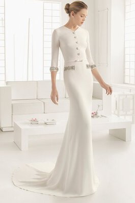 Robe de mariée elégant de traîne courte avec nœud avec chiffon décolleté dans le dos