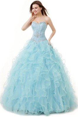 Abito dal Dolce Sedici in Tulle con Cristino con Increspature Senza Maniche A Terra Ball Gown