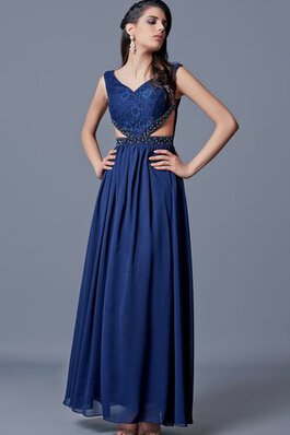 Normale Taille A-Line Chiffon langes Abendkleid mit Plissierungen mit Bordüre