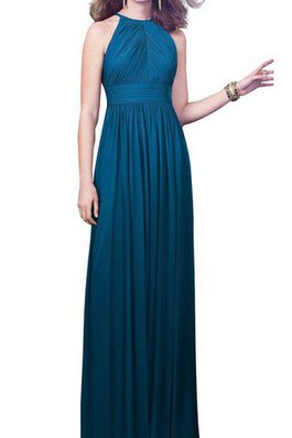 Gerüschtes Chiffon Reißverschluss a linie bodenlanges Brautjungfernkleid