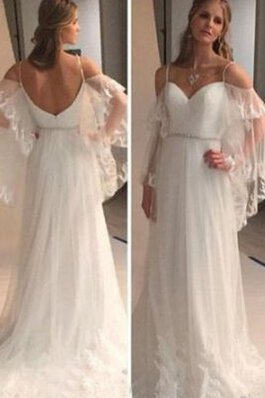 Langärmeliges A-Linie Ärmelloses extravagantes sexy Brautkleid mit Applikation