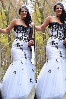 Meerjungfrau Stil Normale Taille Bodenlanges Ballkleid ohne Ärmeln mit Applikation