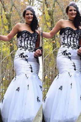 Robe de bal jusqu'au sol avec sans manches appliques en grandes tailles de sirène