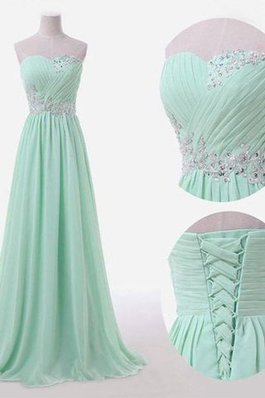 Robe demoiselle d'honneur manche nulle en chiffon avec perle de col en cœur ligne a