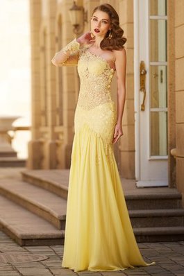 Robe de bal naturel avec chiffon avec décoration dentelle de traîne courte maillot