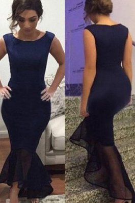 Meerjungfrau normale Taille Rocklänge-asymmetrisches Ballkleid mit Schaufel Ausschnitt