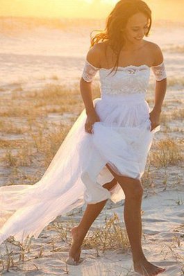 Robe de mariée avec manche courte d'epaule ecrite fantastique en tout plein air attirent