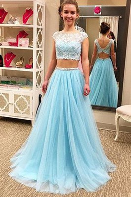 A-Linie Normale Taille Ärmellos Zweistück Stilvolles Abendkleid