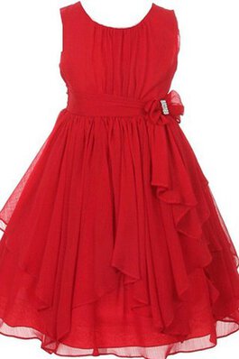 Schaufel-Ausschnitt A-Line Reißverschluss Empire Taille knielanges Blumenmädchenkleid