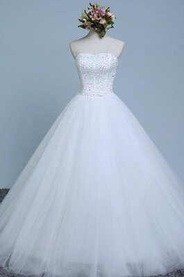 Organza Tüll Spitze Brautkleid mit Rücken Schnürung mit Bordüre